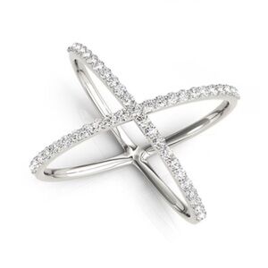X Crossover Pavé .5ct Diamond Ring 14k White Gold